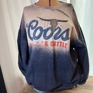 Coors & Cattle distressed crew neck sweatshirt